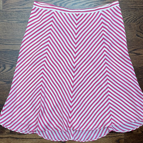 Michael Kors Striped Silk Pink and Off White Flowy Mini Skirt Size 14 - Picture 2 of 12